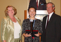 Joyce Woo (center) is the winner of ICCTA's 2005 Paul Simon Student Essay Contest.