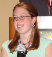 Meghan Kennedy accepts ICCTA's 2005 Gigi Campbell Student Trustee Excellence Award.
