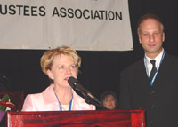 Danville president Alice Jacobs accepts ICCTA's 2003 Business/Industry Partnership Award.